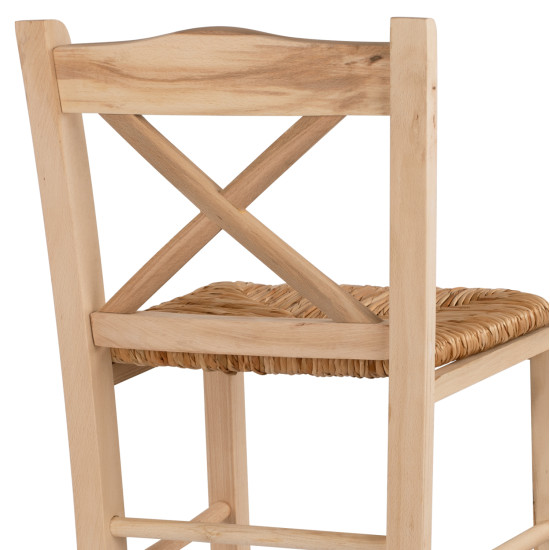 Σκαμπο ξυλινο lucius χιαστη αβαφο με ψαθα hm10375.02 ** Σκαμπο ξυλινο lucius χιαστη αβαφο με ψαθα hm10375.02 **