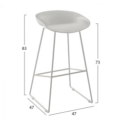 ΣΚΑΜΠΟ ΜΕΤΑΛΛΙΚΟ NAILA HM8450.01 ΜΕ ΚΑΘΙΣΜΑ PP ΛΕΥΚΟ 47x47x83 εκ. - 2τεμ **