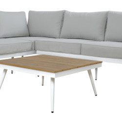 Καναπεσ γωνια sabine αλουμινιου με τραπεζι εξ.χωρου λευκο hm5126.11 **