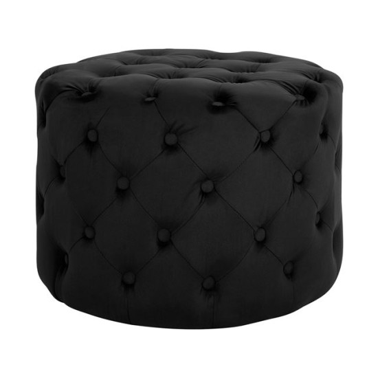 Σκαμπο kassie μαυρο βελουδο τυπου chesterfield hm8406.04 φ60x43υ εκ. **