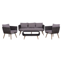 Σετ σαλονι 4τμχ varnamo hm5282.11 αλουμινιο οψη ξυλου-σχοινι strap γκρι-γυαλι ** Σετ σαλονι 4τμχ varnamo hm5282.11 αλουμινιο οψη ξυλου-σχοινι strap γκρι-γυαλι **