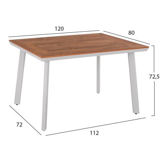 Τραπεζι αλουμινιου taber με polywood λευκο 120x80x72,5υ εκ. hm5562.01 **