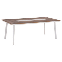 Τραπεζι αλουμινιου taber hm5131.11 λευκο με polywood top 200x100x75υεκ **
