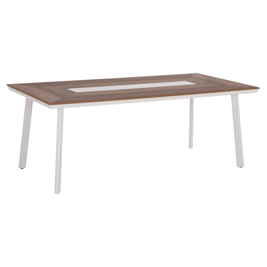 Τραπεζι αλουμινιου taber hm5131.11 λευκο με polywood top 200x100x75υεκ **