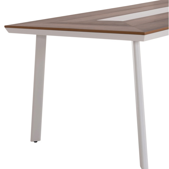Τραπεζι αλουμινιου taber hm5131.11 λευκο με polywood top 200x100x75υεκ **