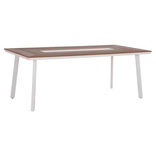 Τραπεζι αλουμινιου taber hm5131.11 λευκο με polywood top 200x100x75υεκ **