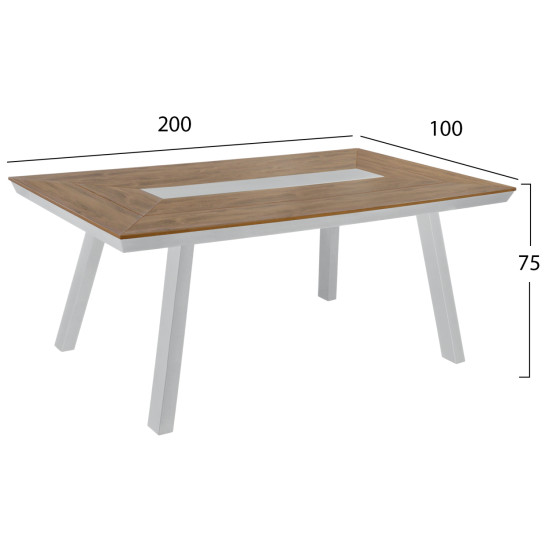 Τραπεζι αλουμινιου taber με polywood 200x100 λευκο hm5131.11 **