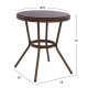 Τραπεζι αλουμινιου moses φ70x76 εκ. bamboo look hm5532.03 καφε με γυαλι **