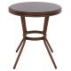 Τραπεζι αλουμινιου moses φ70x76 εκ. bamboo look hm5532.03 καφε με γυαλι **
