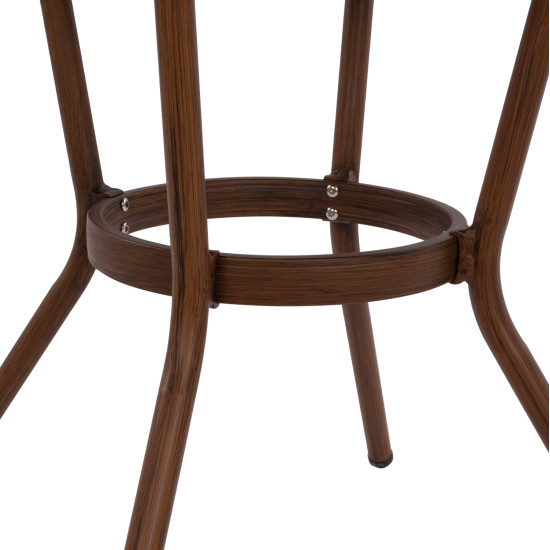 Τραπεζι αλουμινιου moses φ70x76 εκ. bamboo look hm5532.03 καφε με γυαλι **
