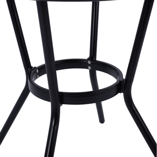 Τραπεζι αλουμινιου moses φ70 bamboo look hm5532.02 μαυρο με γυαλι φ70x76 εκ **