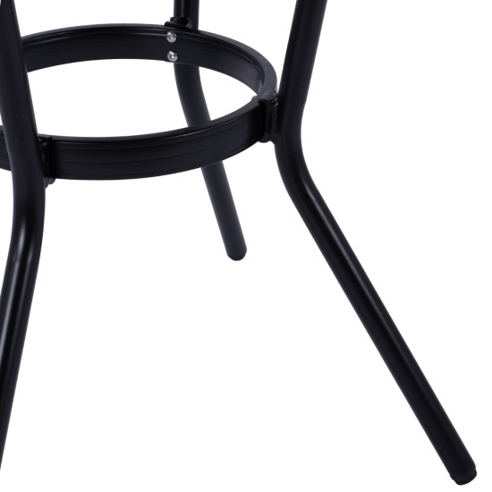 Τραπεζι αλουμινιου moses φ70 bamboo look hm5532.02 μαυρο με γυαλι φ70x76 εκ **