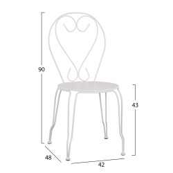 Καρεκλα μεταλλικη amore λευκη 42x48x90 εκ. hm5007.12 **