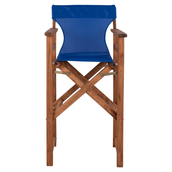 Σκαμπο σκηνοθετη λημνοσ καρυδι με textilene μπλε hm10374.01 ** Σκαμπο σκηνοθετη λημνοσ καρυδι με textilene μπλε hm10374.01 **