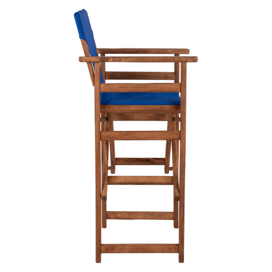 Σκαμπο σκηνοθετη λημνοσ καρυδι με textilene μπλε hm10374.01 ** Σκαμπο σκηνοθετη λημνοσ καρυδι με textilene μπλε hm10374.01 **