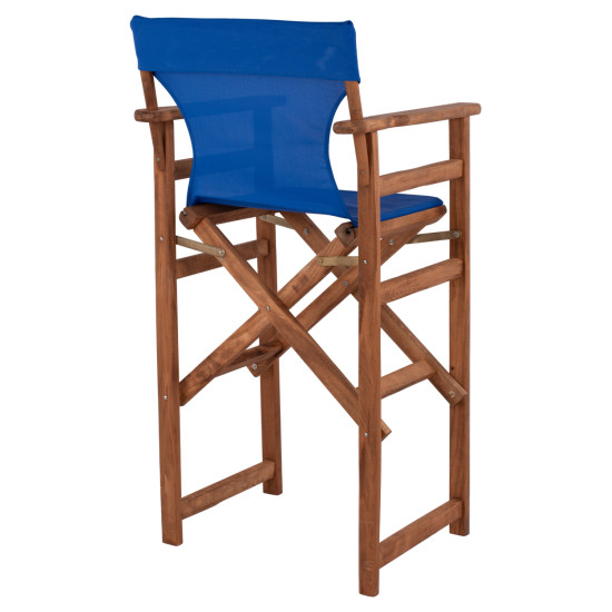 Σκαμπο σκηνοθετη λημνοσ καρυδι με textilene μπλε hm10374.01 ** Σκαμπο σκηνοθετη λημνοσ καρυδι με textilene μπλε hm10374.01 **