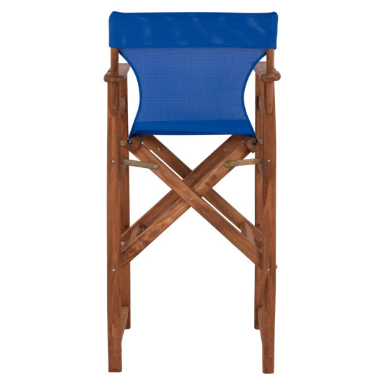 Σκαμπο σκηνοθετη λημνοσ καρυδι με textilene μπλε hm10374.01 ** Σκαμπο σκηνοθετη λημνοσ καρυδι με textilene μπλε hm10374.01 **