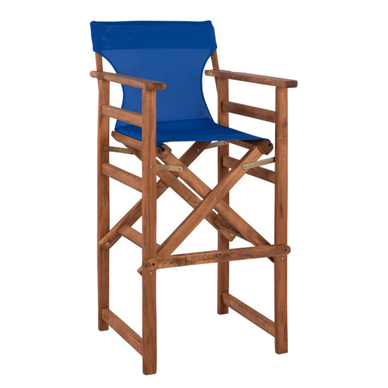 Σκαμπο σκηνοθετη λημνοσ καρυδι με textilene μπλε hm10374.01 ** Σκαμπο σκηνοθετη λημνοσ καρυδι με textilene μπλε hm10374.01 **