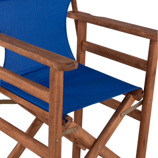 Σκαμπο σκηνοθετη λημνοσ καρυδι με textilene μπλε hm10374.01 ** Σκαμπο σκηνοθετη λημνοσ καρυδι με textilene μπλε hm10374.01 **