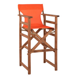 Σκαμπο σκηνοθετη λημνοσ καρυδι με textilene πορτοκαλι hm10374.02 **