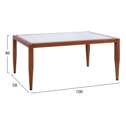Τραπεζι meir σαλονιου αλουμινιου bamboo look με γυαλι 100χ58χ46 hm5551.01 **