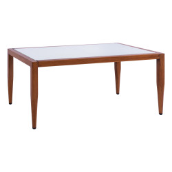 Τραπεζι meir σαλονιου αλουμινιου bamboo look με γυαλι 100χ58χ46 hm5551.01 **