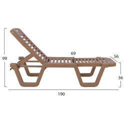 Ξαπλωστρα παραλιασ πλαστικη ανακλινομενη relax καπουτσινο 190χ70χ36υεκ. 303002061-04 **