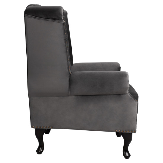 Πολυθρονα-μπερζερα γκρι βελουδο t.chesterfield polina 83x75x107yεκ.hm0053.10 **