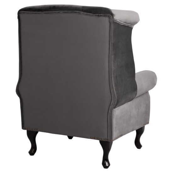 Πολυθρονα-μπερζερα γκρι βελουδο t.chesterfield polina 83x75x107yεκ.hm0053.10 **