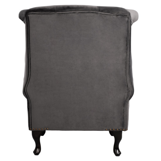 Πολυθρονα-μπερζερα γκρι βελουδο t.chesterfield polina 83x75x107yεκ.hm0053.10 **