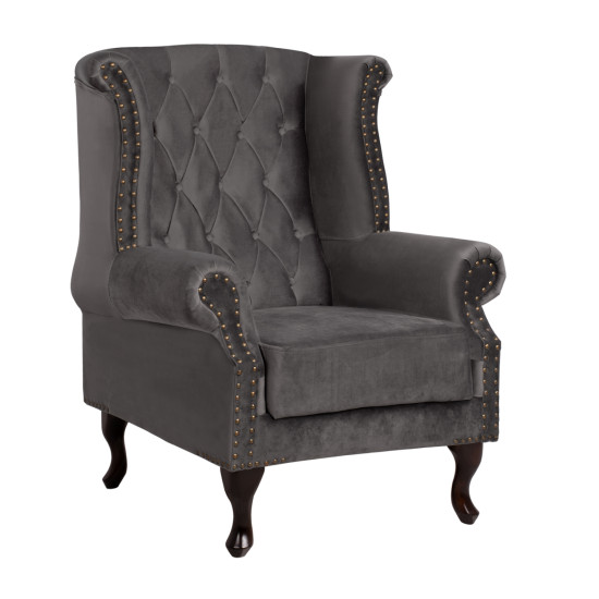 Πολυθρονα-μπερζερα γκρι βελουδο t.chesterfield polina 83x75x107yεκ.hm0053.10 **
