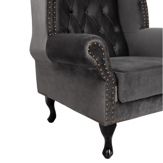 Πολυθρονα-μπερζερα γκρι βελουδο t.chesterfield polina 83x75x107yεκ.hm0053.10 **