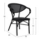 Πολυθρονα αλουμινιου clay bamboo look μαυρη με textline hm5025.02 59x60x82 cm **