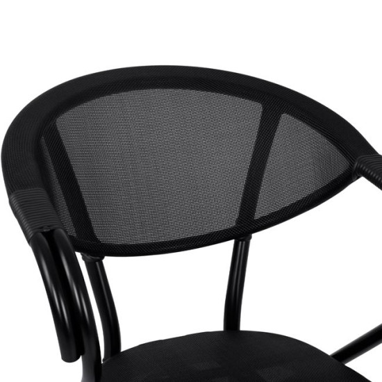 Πολυθρονα αλουμινιου clay bamboo look μαυρη με textline hm5025.02 59x60x82 cm **