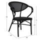 Πολυθρονα αλουμινιου clay bamboo look μαυρη με textline hm5025.02 59x60x82 cm **