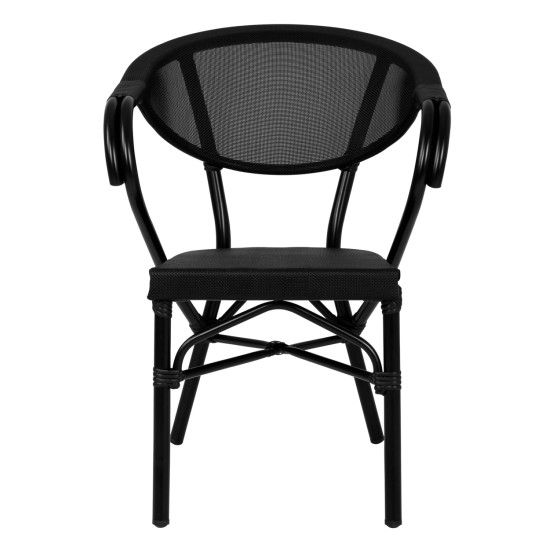 Πολυθρονα αλουμινιου clay bamboo look μαυρη με textline hm5025.02 59x60x82 cm **