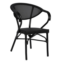 Πολυθρονα αλουμινιου clay bamboo look μαυρη με textline hm5025.02 59x60x82 cm **