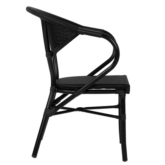 Πολυθρονα αλουμινιου clay bamboo look μαυρη με textline hm5025.02 59x60x82 cm **