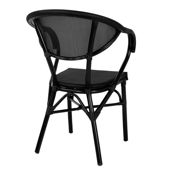 Πολυθρονα αλουμινιου clay bamboo look μαυρη με textline hm5025.02 59x60x82 cm **