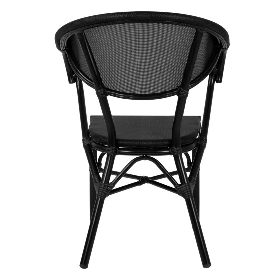 Πολυθρονα αλουμινιου clay bamboo look μαυρη με textline hm5025.02 59x60x82 cm **