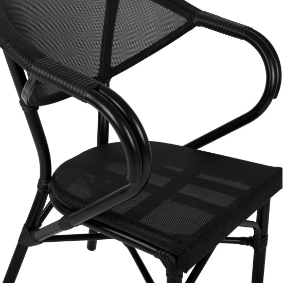 Πολυθρονα αλουμινιου clay bamboo look μαυρη με textline hm5025.02 59x60x82 cm **