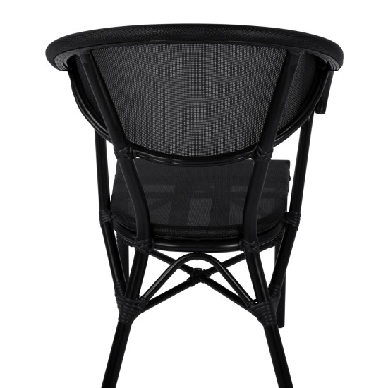Πολυθρονα αλουμινιου clay bamboo look μαυρη με textline hm5025.02 59x60x82 cm **
