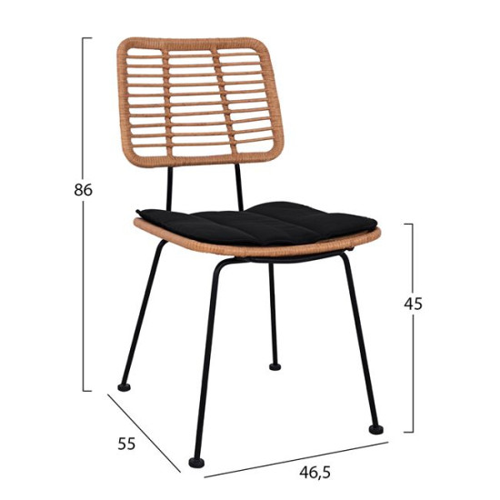 Σετ 3τμχ allegra wicker με τραπεζι φ70χ74υ μπεζ & μαυρο χρωμα hm10478 **