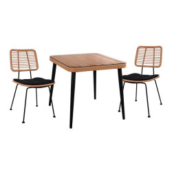 Σετ 3τμχ allegra wicker με τραπεζι 80x80χ78υ μπεζ & μαυρο χρωμα hm10485 **