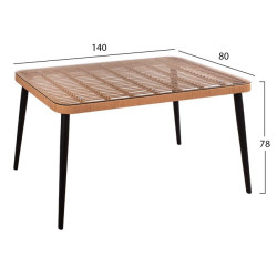 Σετ 5τμχ allegra wicker με τραπεζι 140x80χ78υ μπεζ & μαυρο χρωμα hm10490 **