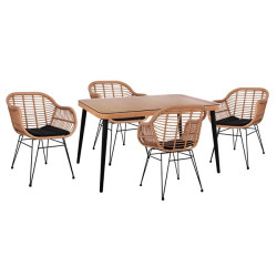Σετ 5τμχ allegra wicker με τραπεζι 140x80χ78υ μπεζ & μαυρο χρωμα hm10490 **