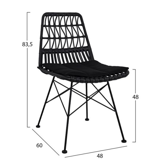 Σετ 7τμχ allegra wicker με τραπεζι 160x90x78υ μπεζ & μαυρο χρωμα hm10516 **