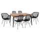 Σετ 7τμχ allegra wicker με τραπεζι 160x90x78υ μπεζ & μαυρο χρωμα hm10516 **