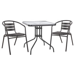 Σετ 3τμχ με τραπεζι figo 70χ70χ72υ & πολυθρονεσ laura γκρι χρωμα hm10469 **