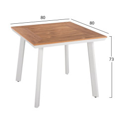 Σετ 3τμχ με τραπεζι 80χ80χ73υ & πολυθρονεσ αλουμινιου σε λευκο χρωμα hm10537.01 **